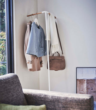 Corner Leaning Coat Hanger (63" H)  - Steel + Wood - By Baano