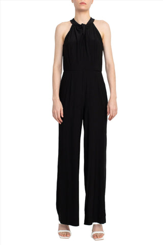 Nina Leonard Crossed Neck Sleeveless Keyhole Back Solid Jersey Jumpsuit - Glamourous Grace