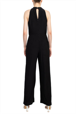 Nina Leonard Crossed Neck Sleeveless Keyhole Back Solid Jersey Jumpsuit - Glamourous Grace