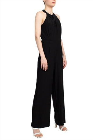 Nina Leonard Crossed Neck Sleeveless Keyhole Back Solid Jersey Jumpsuit - Glamourous Grace