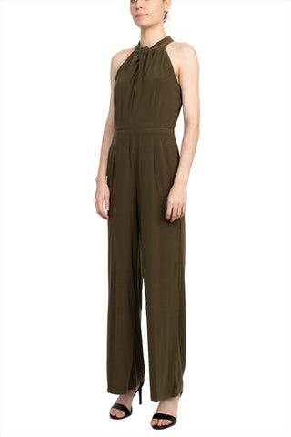 Nina Leonard Crossed Neck Sleeveless Keyhole Back Solid Jersey Jumpsuit - Glamourous Grace