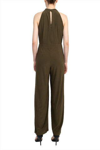 Nina Leonard Crossed Neck Sleeveless Keyhole Back Solid Jersey Jumpsuit - Glamourous Grace