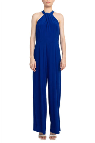 Nina Leonard Crossed Neck Sleeveless Keyhole Back Solid Jersey Jumpsuit - Glamourous Grace