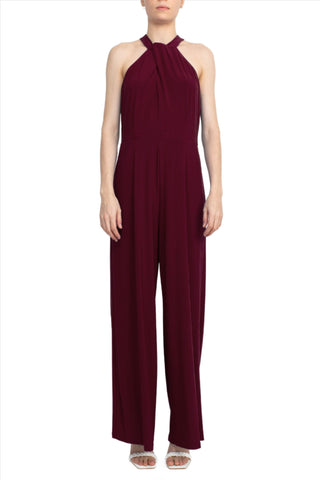 Nina Leonard Crossed Neck Sleeveless Keyhole Back Solid Jersey Jumpsuit - Glamourous Grace