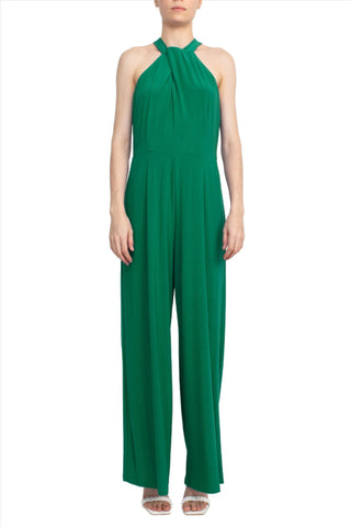 Nina Leonard Crossed Neck Sleeveless Keyhole Back Solid Jersey Jumpsuit - Glamourous Grace