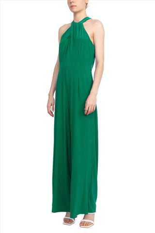 Nina Leonard Crossed Neck Sleeveless Keyhole Back Solid Jersey Jumpsuit - Glamourous Grace