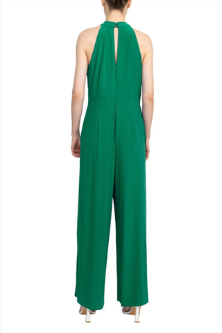 Nina Leonard Crossed Neck Sleeveless Keyhole Back Solid Jersey Jumpsuit - Glamourous Grace
