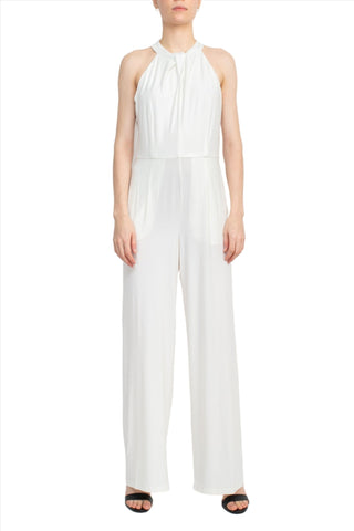 Nina Leonard Crossed Neck Sleeveless Keyhole Back Solid Jersey Jumpsuit - Glamourous Grace