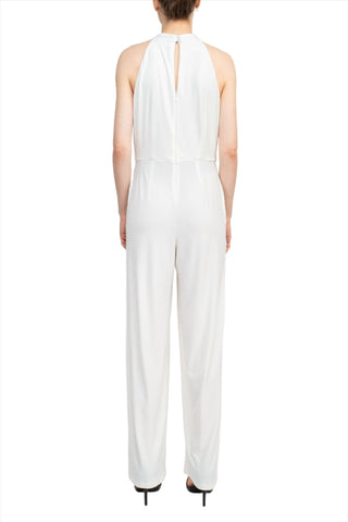 Nina Leonard Crossed Neck Sleeveless Keyhole Back Solid Jersey Jumpsuit - Glamourous Grace