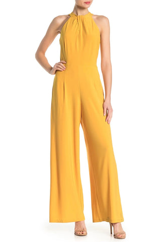 Nina Leonard Crossed Neck Sleeveless Keyhole Back Solid Jersey Jumpsuit - Glamourous Grace