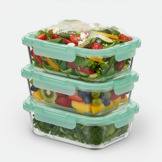 Glass Containers with Flexible Silicone Lids - Set of 3