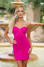 Millionaire Mini Dress - Crystal Trim Hot Pink Cocktail Dress