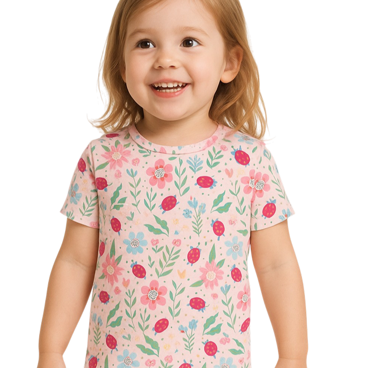 Ladybug Flower Garden Summer Pajama Set - By Baano