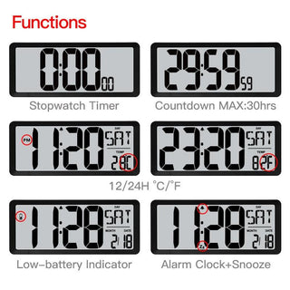 Large Digital Wall Clock Modern Design Home Vintage Wall Clock Digital Smart  Large Digital Wall Clock, Battery Operated Alarm Clocks for Bedroom Home Decor Count Up & Down Timer Arabic Numerals Night Light Wall Clock Stevvex
