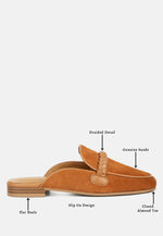 Lavinia Suede Leather Braided Detail Mules