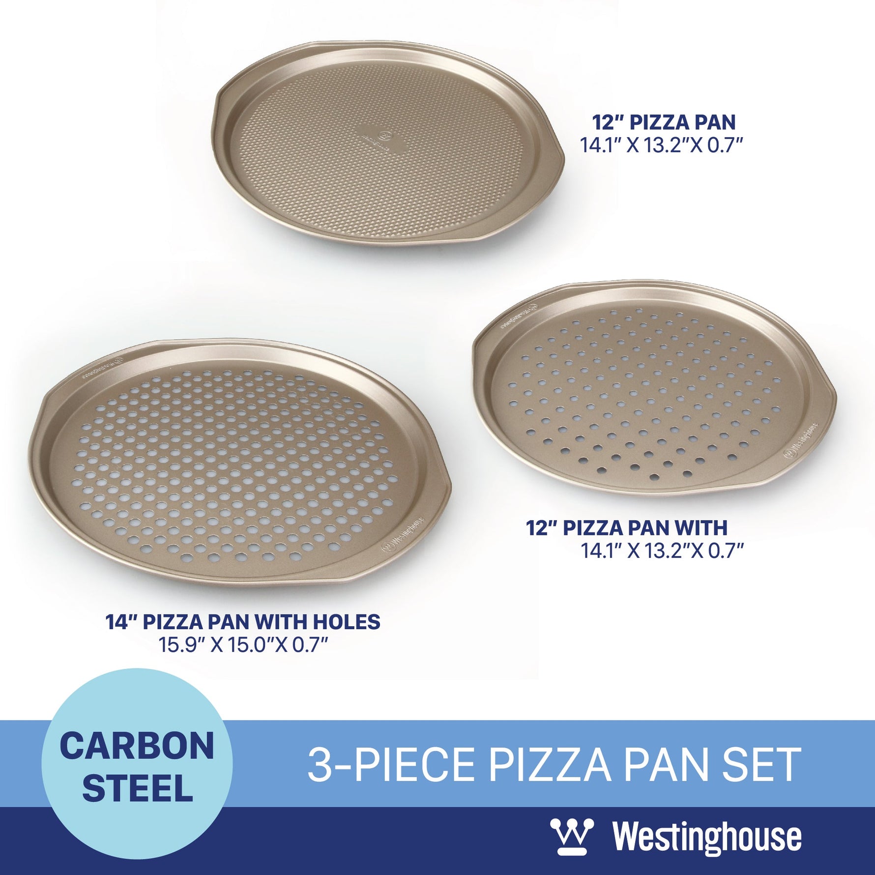 Pizza Pan Set, Carbon Steel, 3-pc (2x12