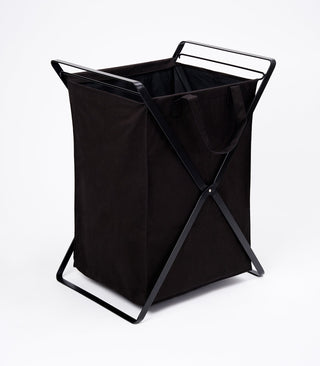 Laundry Hamper with Cotton Liner - Two Sizes - Steel + Cotton - By Baano