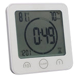 LCD Screen Waterproof Digital Bathroom Digital Bathroom Shower Kitchen Clock Timer with Alarm Waterproof for Water Splashes Visual Countdown Timer Time Management  Wall Clock Temperature Humidity Countdown Time Function Wash Shower Hanging Clocks Timer Stevvex