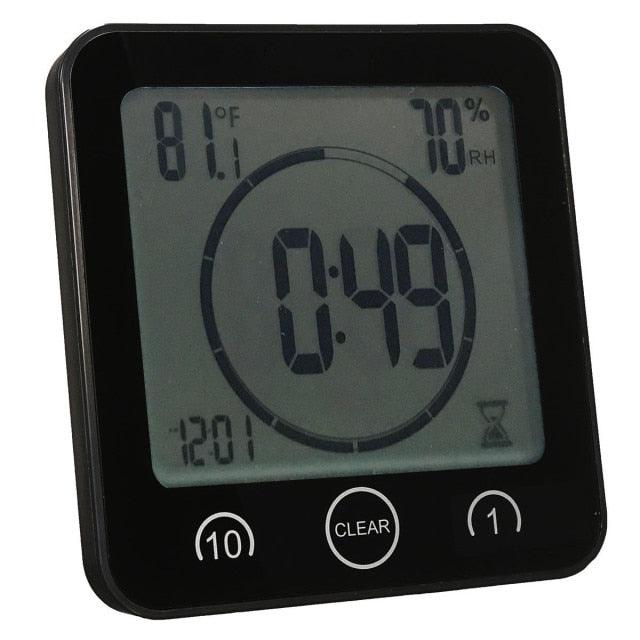 LCD Screen Waterproof Digital Bathroom Digital Bathroom Shower Kitchen Clock Timer with Alarm Waterproof for Water Splashes Visual Countdown Timer Time Management  Wall Clock Temperature Humidity Countdown Time Function Wash Shower Hanging Clocks Timer Stevvex