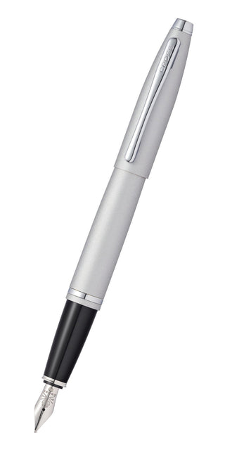 Calais™ Satin Chrome Stainless Steel Medium Nib Fountain Pen - By Baano