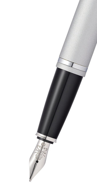 Calais™ Satin Chrome Stainless Steel Medium Nib Fountain Pen - By Baano