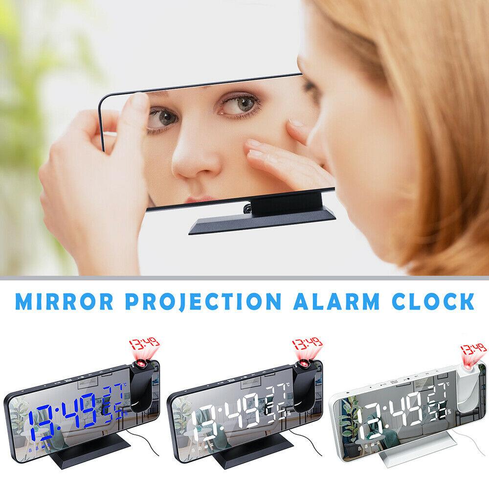 LED Digital Alarm Clock Projection Clock Radios Loud Ceiling Alarm Clock for Heavy Sleepers Snooze Dual Clock Bedside Dimmer with USB Charger Digital LED Clock FM Radio Table Electronic Desktop Clocks USB Wake Up FM Radio Time Projector Snooze Function Stevvex