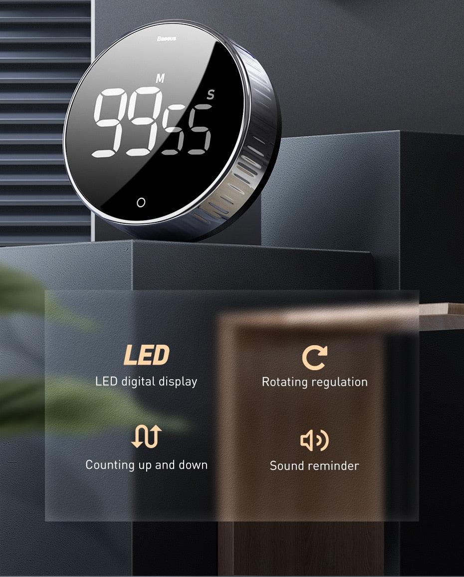 LED Magnetic Digital Timer For Kitchen Cooking Countdown Alarm Clock Digital Kitchen Timer, Large Magnetic LED Countdown Timer with Constant Light Function for classrooms 3-Level Volume Quiet Egg Timer for Children  Electronic Cooking Countdown Timer Stevvex