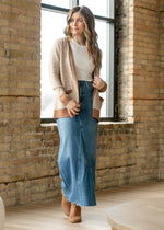 Lee A-Line Raw Hem Maxi Skirt