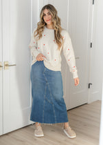 Lee A-Line Raw Hem Maxi Skirt