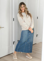 Lee A-Line Raw Hem Maxi Skirt