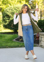 Lee A-Line Raw Hem Midi Skirt