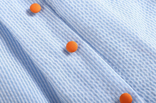 Light Blue Seersucker Pumpkin Yoke Dress