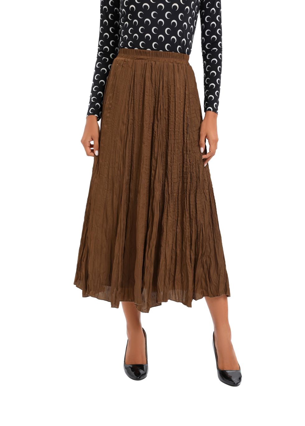 Lightweight Wrinkle Midi Skirt (One Size)