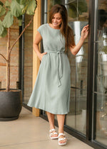 Lily Gauze Belted Midi Dress - Glamourous Grace