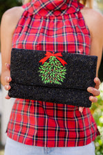 Black Mistletoe - Beaded Clutch