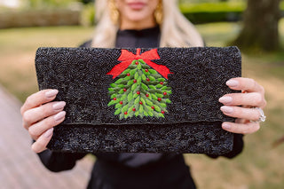 Black Mistletoe - Beaded Clutch
