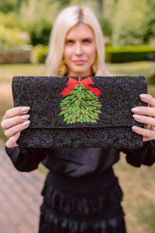 Black Mistletoe - Beaded Clutch