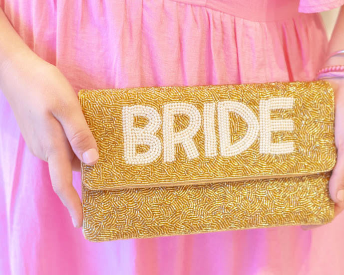 Bride Gold and Pearl - Beaded Clutch