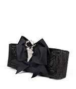 Colette - Black Grosgrain Bow & Rhinestone Adornment