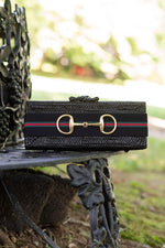 Colette -  Black - Thin Black Green and Red Ribbon