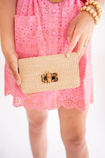 Lilly - Straw Clutch - Bamboo Toggle