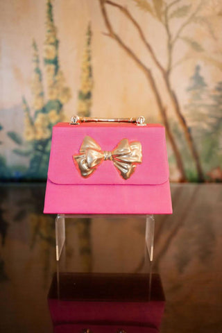 Pink Faille Lulu with Gold Handle Handbag - Gold Charms