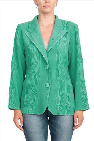 Flair Notched Collar Long Sleeve 2 Button Closure Solid Faux Suede Jacket - By Baano