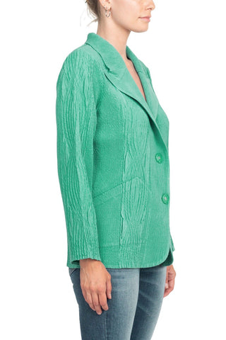 Flair Notched Collar Long Sleeve 2 Button Closure Solid Faux Suede Jacket - By Baano
