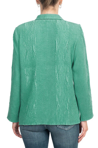 Flair Notched Collar Long Sleeve 2 Button Closure Solid Faux Suede Jacket - By Baano