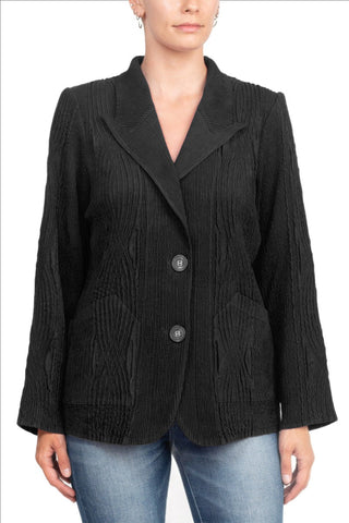 Flair Notched Collar Long Sleeve 2 Button Closure Solid Faux Suede Jacket - By Baano