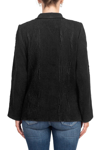Flair Notched Collar Long Sleeve 2 Button Closure Solid Faux Suede Jacket - By Baano