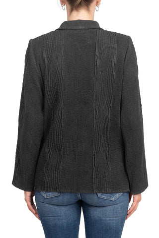 Flair Notched Collar Long Sleeve 2 Button Closure Solid Faux Suede Jacket - By Baano
