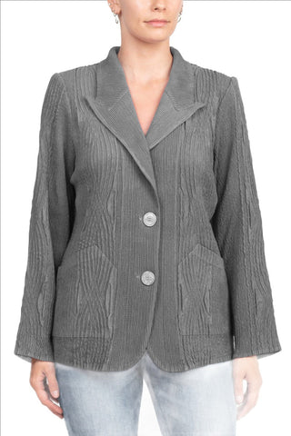 Flair Notched Collar Long Sleeve 2 Button Closure Solid Faux Suede Jacket - By Baano