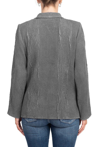 Flair Notched Collar Long Sleeve 2 Button Closure Solid Faux Suede Jacket - By Baano